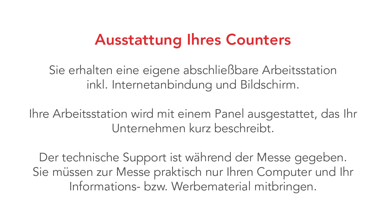 Informationsbild zur Ausstattung der Counter